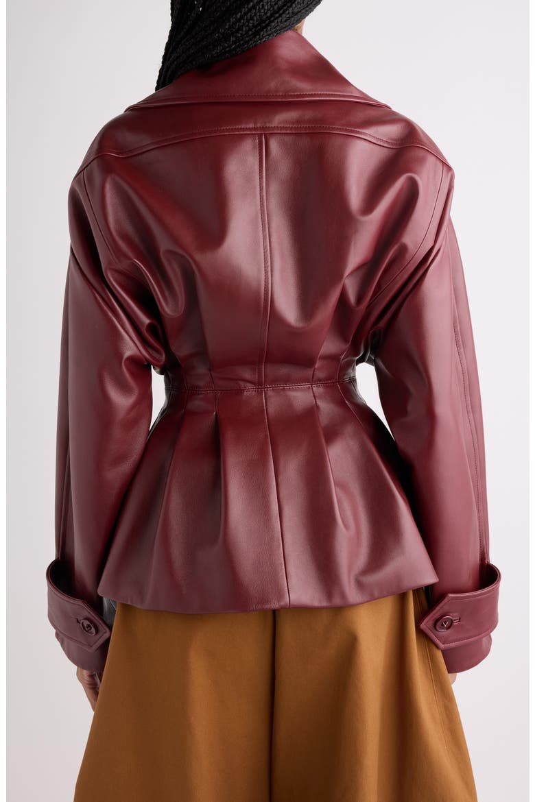 Folded Leather Trench Jacket, Alternate, color, 6500 BURGUNDY