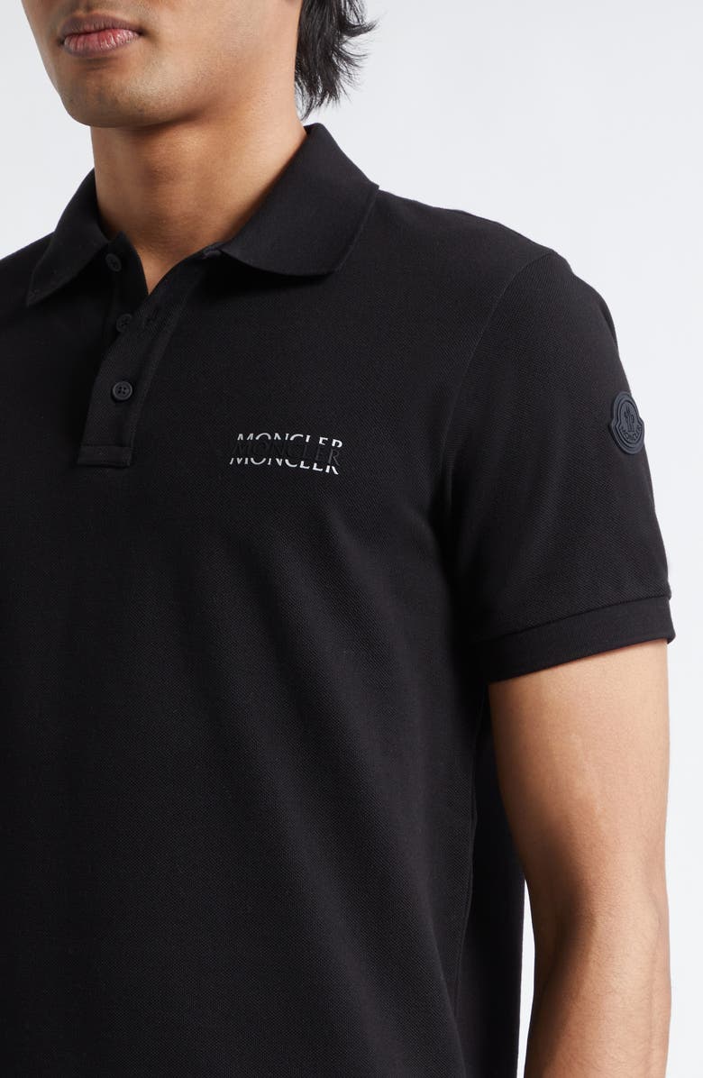 Moncler Logo Cotton Polo, Alternate, color, Black