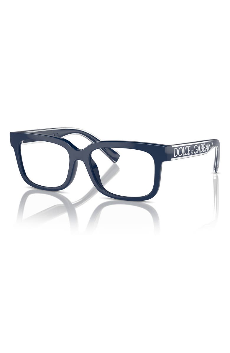 Dolce&Gabbana Kids' 47mm Rectangular Optical Glasses, Alternate, color, Blue / Demo Lens