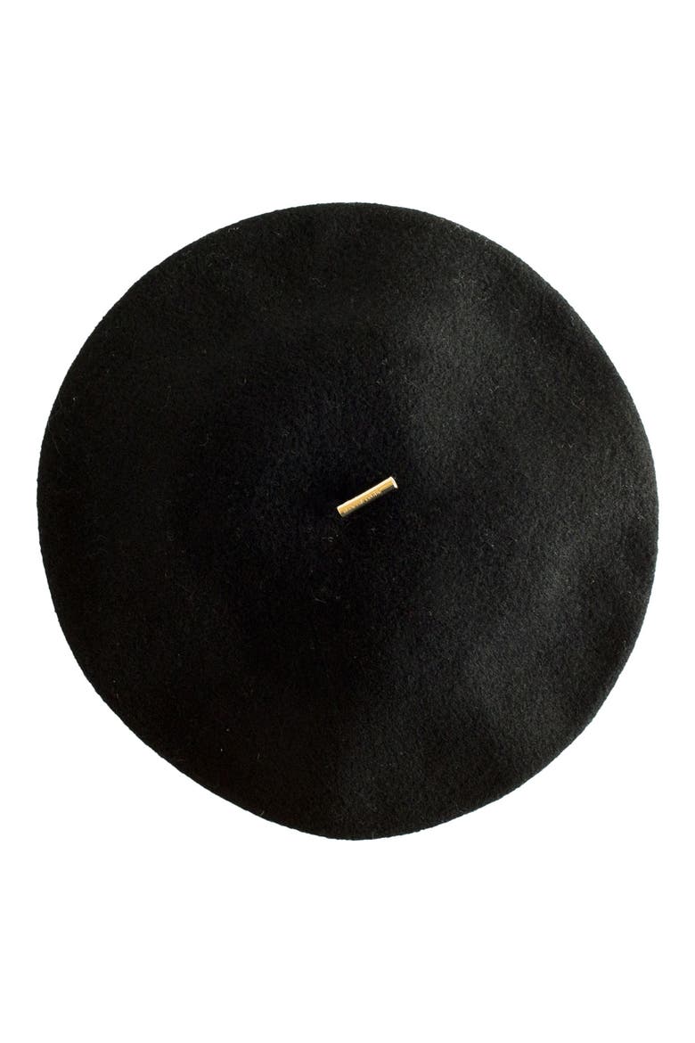 Janessa Leone Renee Wool Beret, Alternate, color, BLACK