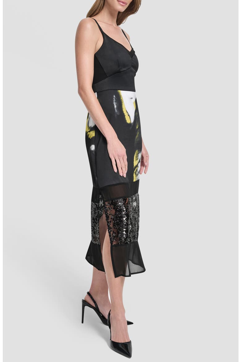 Mesh & Sequin Paneled Midi Skirt, Alternate, color, MARBLED CITRONELLA