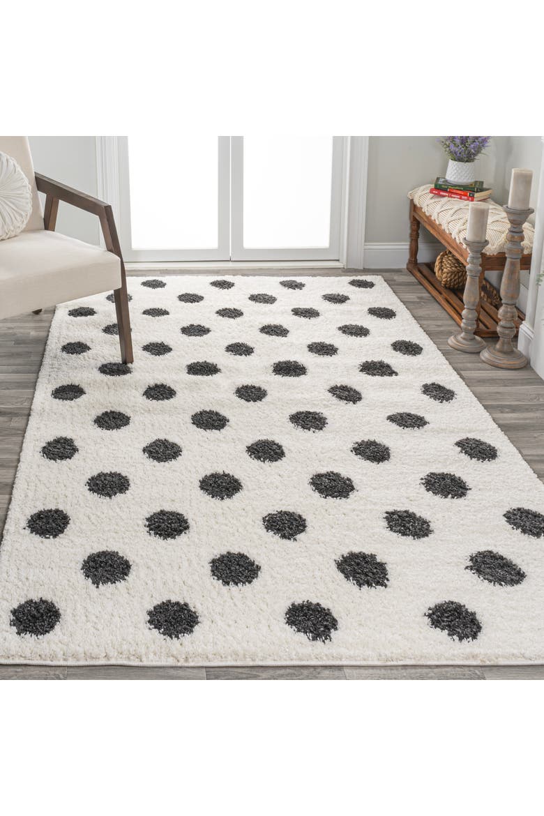 Pere Modern Charcoal Dot Shag Area Rug, Alternate, color, White/Gray