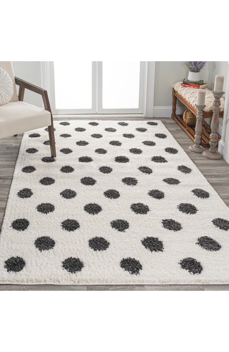 JONATHAN Y Pere Modern Charcoal Dot Shag Area Rug, Alternate, color, White/Gray