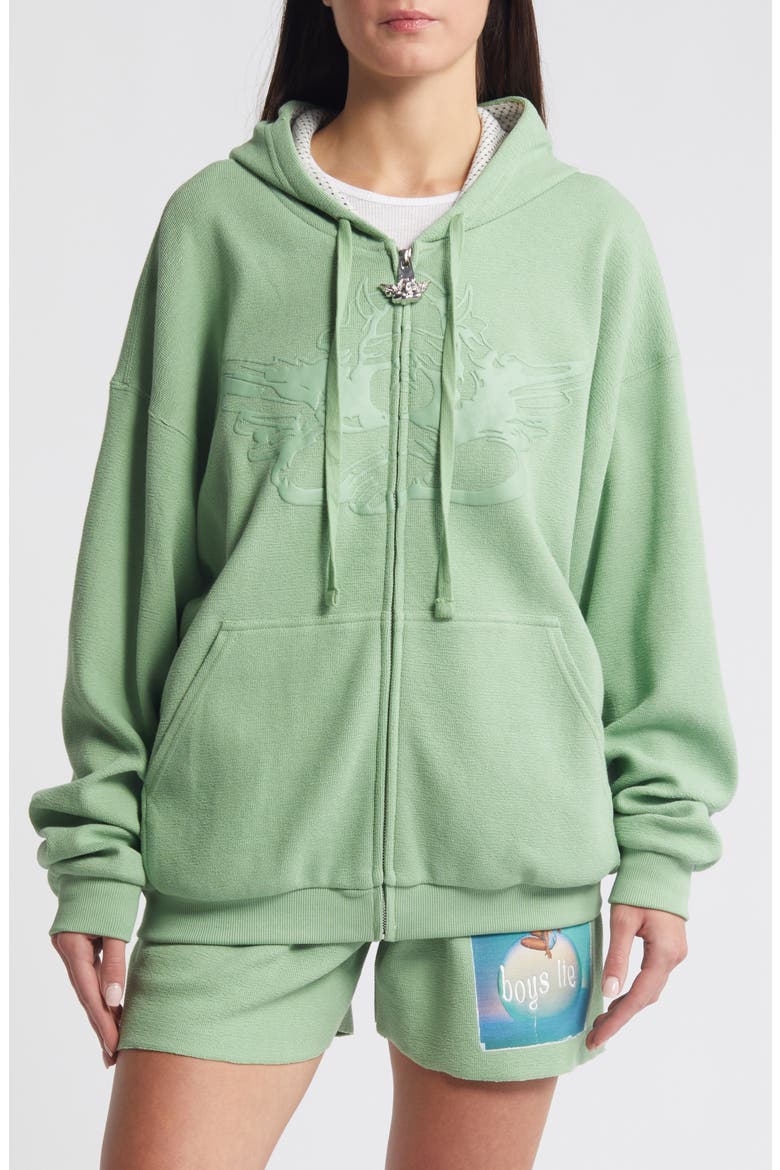 Burst Your Bubble Harley Cotton Zip-Up Graphic Hoodie, Alternate, color, GREEN
