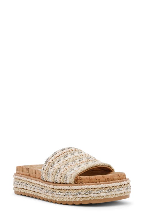 Steve Madden Women's Bellar Raffia Platform Footbed Slide Sandals In Natural Multi