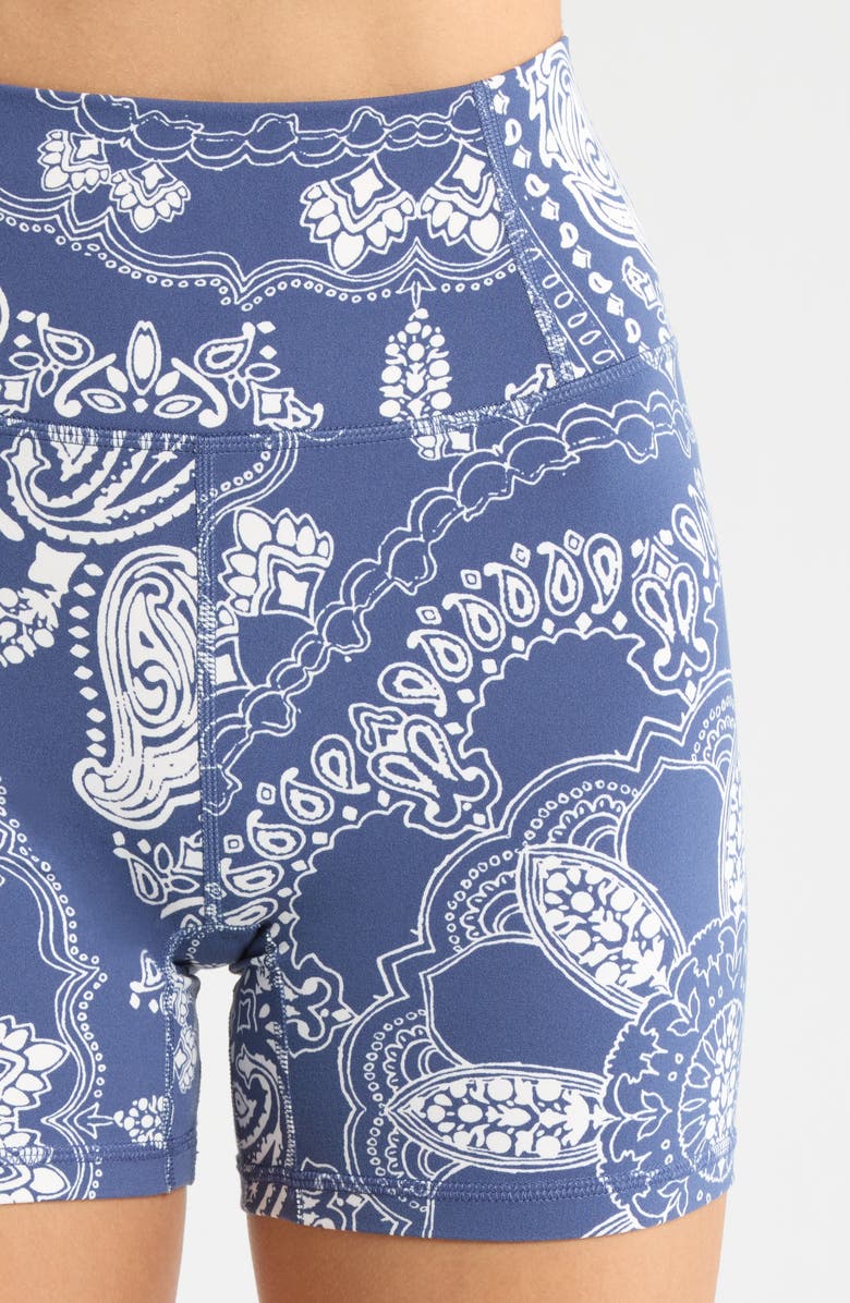 Free People FP Movement Printed Never Better Bike Shorts, Alternate, color, Blue Indigo Bandana