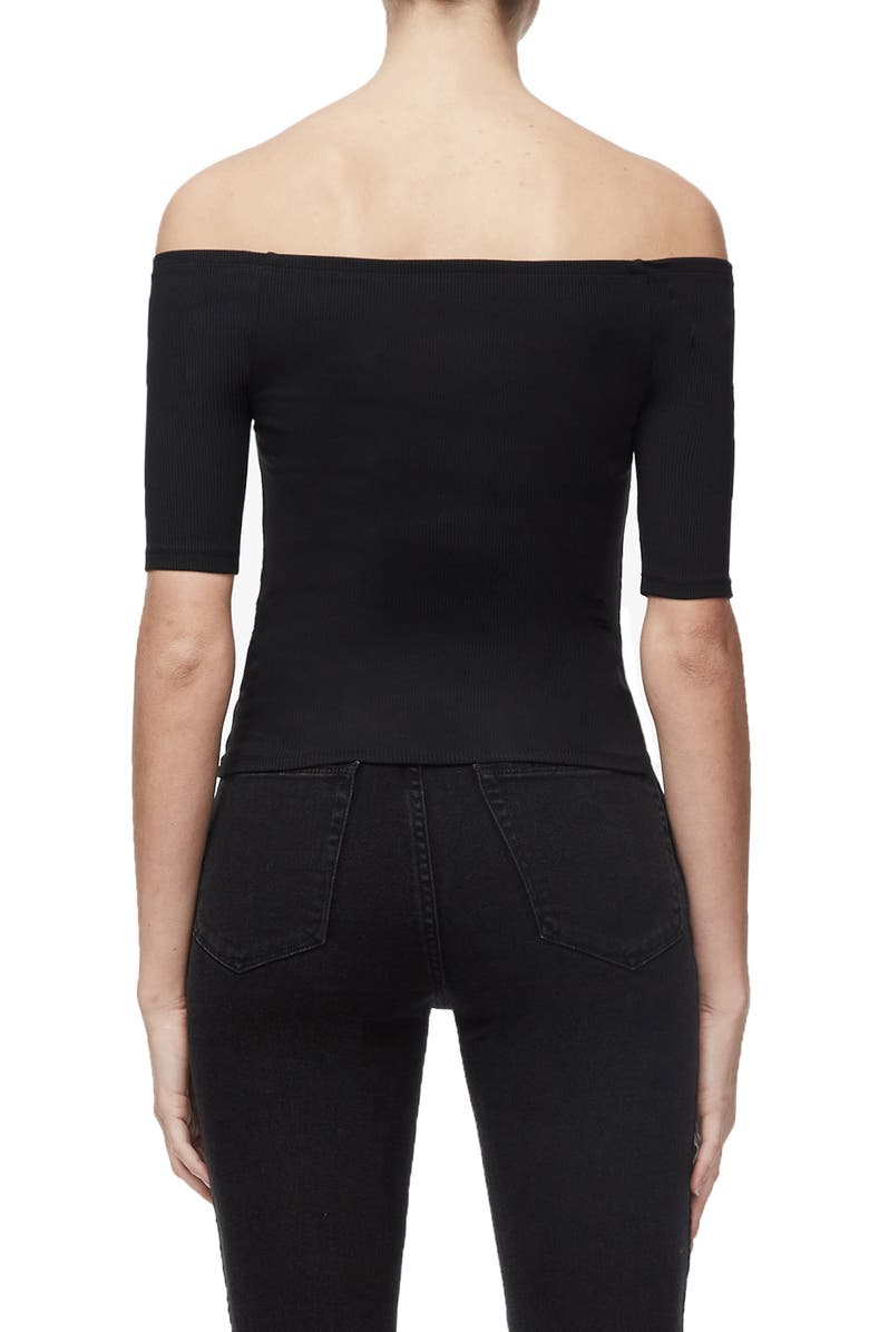 Good American Ribbed Off the Shoulder Top, Alternate, color, 