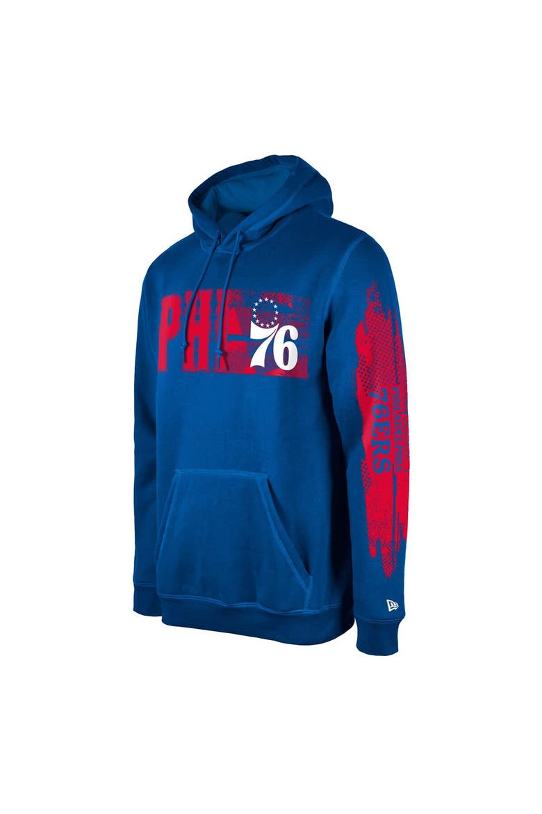 Men's New Era Philadelphia 76ers Royal Tip-Off Collection Pullover Hoodie, Alternate, color, Royal
