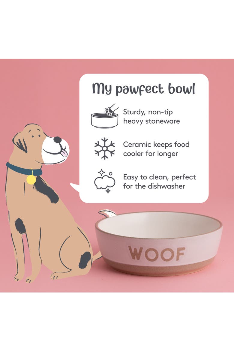 Woof Dog Bowl, 5.9 Inch, 18.6oz, Cream & Tan, Alternate, color, Multicolored