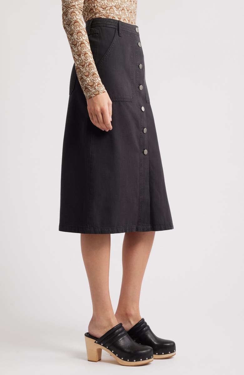 Treasure & Bond Button-Up Twill Midi Skirt, Alternate, color,