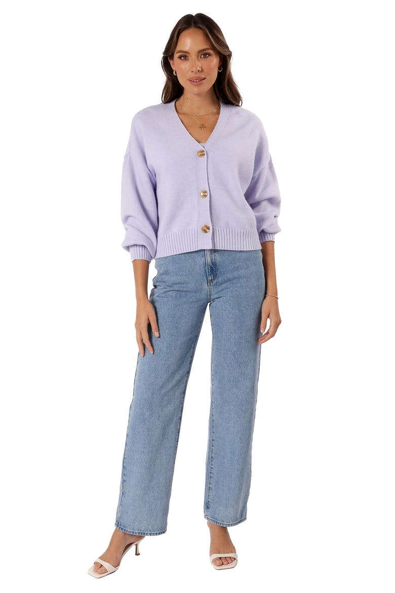 Isabel V-Neck Cardigan, Alternate, color, LIGHT/PASTEL PURPLE