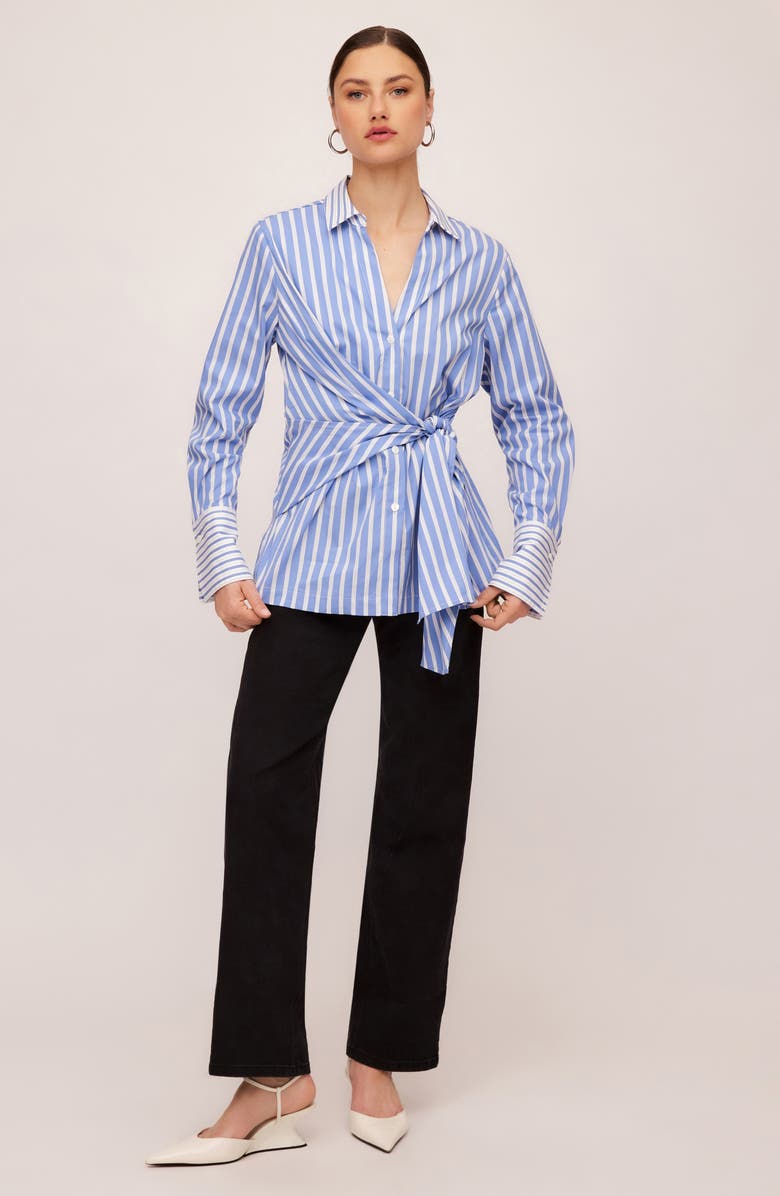 FIFTEEN TWENTY Reese Stripe Tie Waist Button-Up Shirt, Alternate, color, Blue Stripe