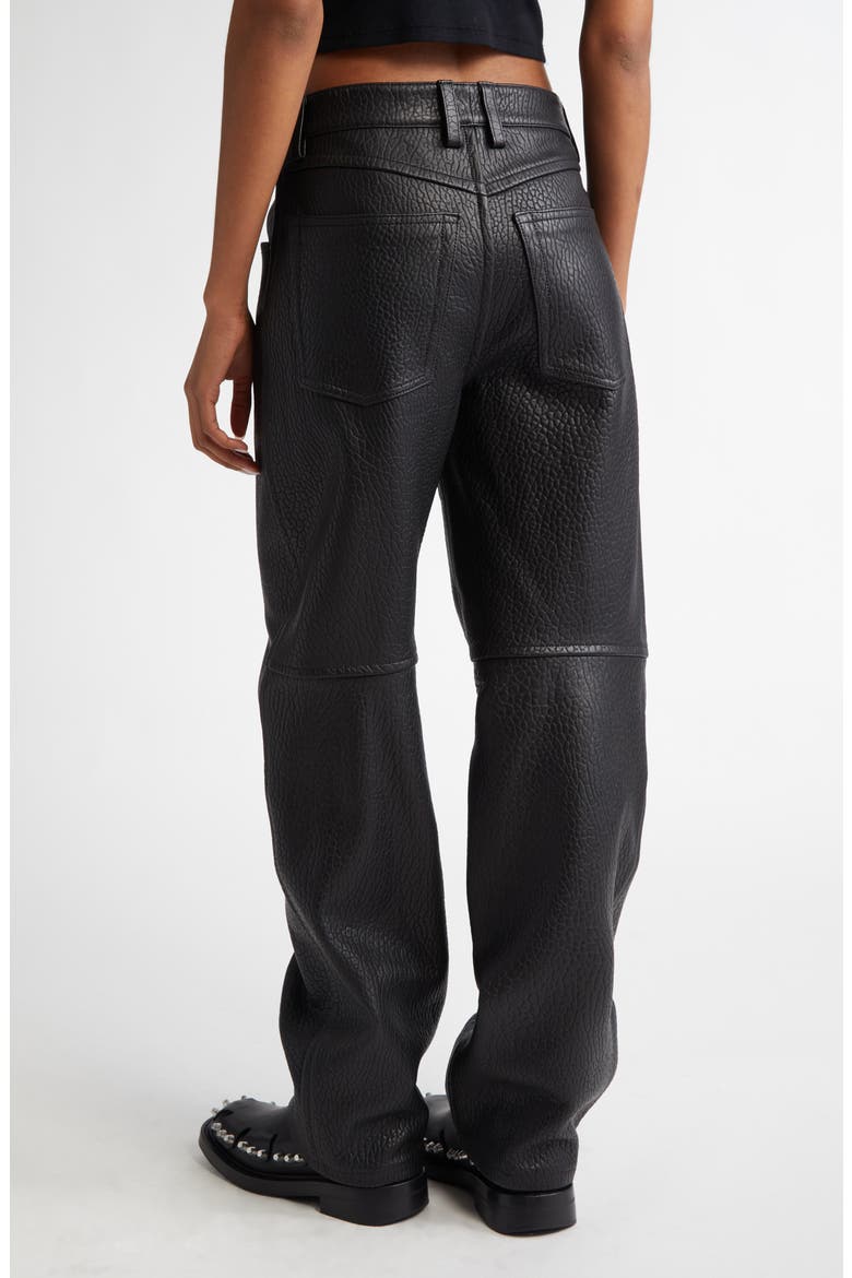 Articulated Low Rise Leather Pants, Alternate, color, 001 BLACK