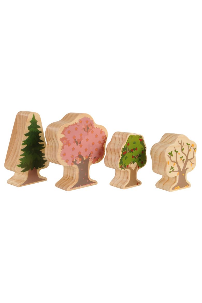 Four Seasons Wood Trees - Double-Sided, Alternate, color, Brown