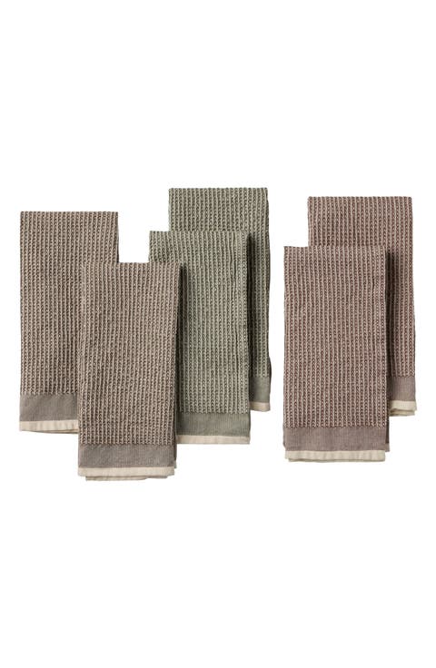 Set of 6 Cotton Waffle Kitchen Towels