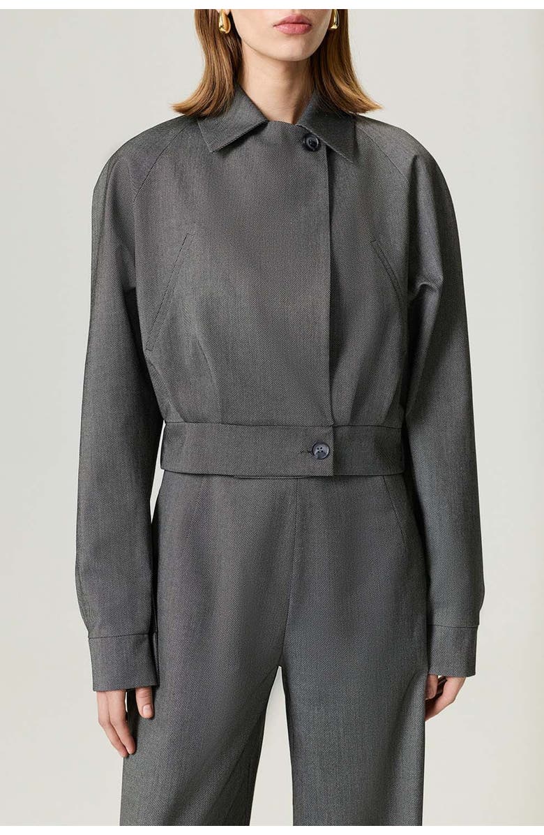 Nocturne Waistband Detail Bomber Jacket, Main, color, Dark Grey