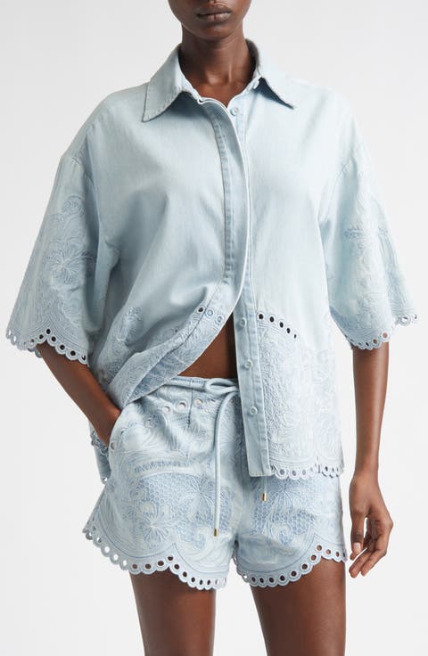 Daylight Embroidered Denim Shirt (Regular & Petite)