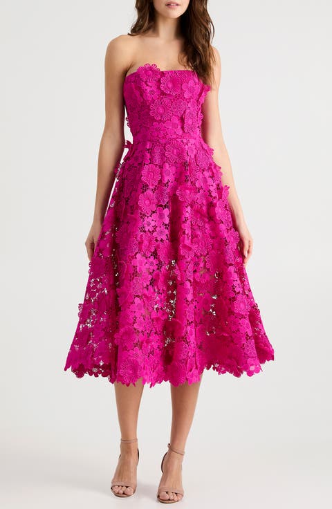 Florence 3D Floral Embroidered Fit & Flare Cocktail Dress