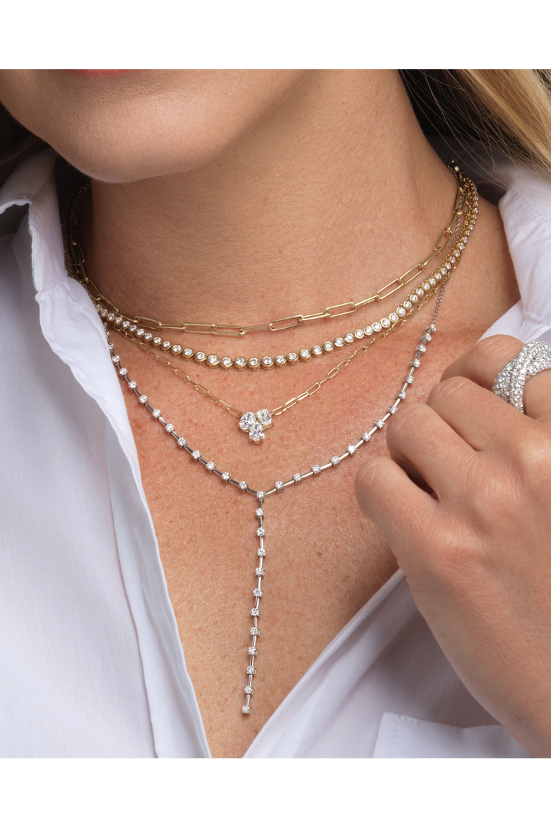 Orbit Lariat Lab Diamond Necklace in 14K, Alternate, color, Yellow Gold