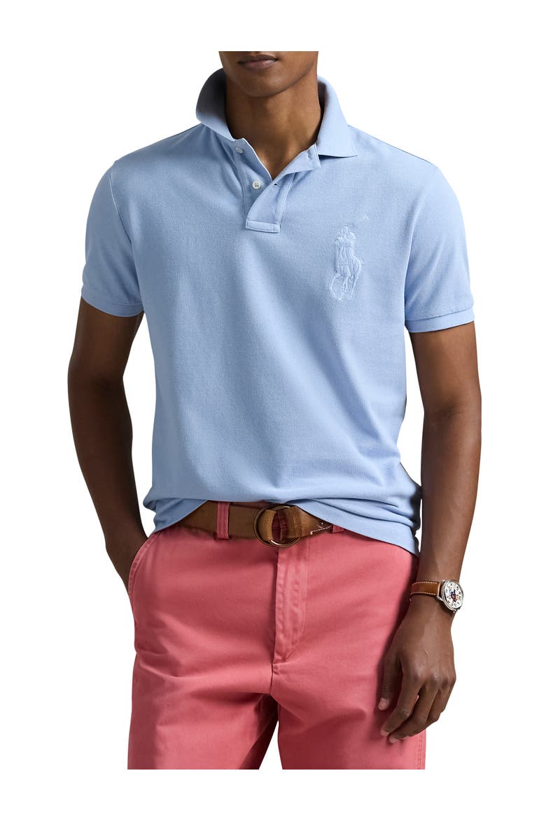 Big & Tall Big Pony Mesh Polo Shirt, Main, color, CHAMBRAY BLUE