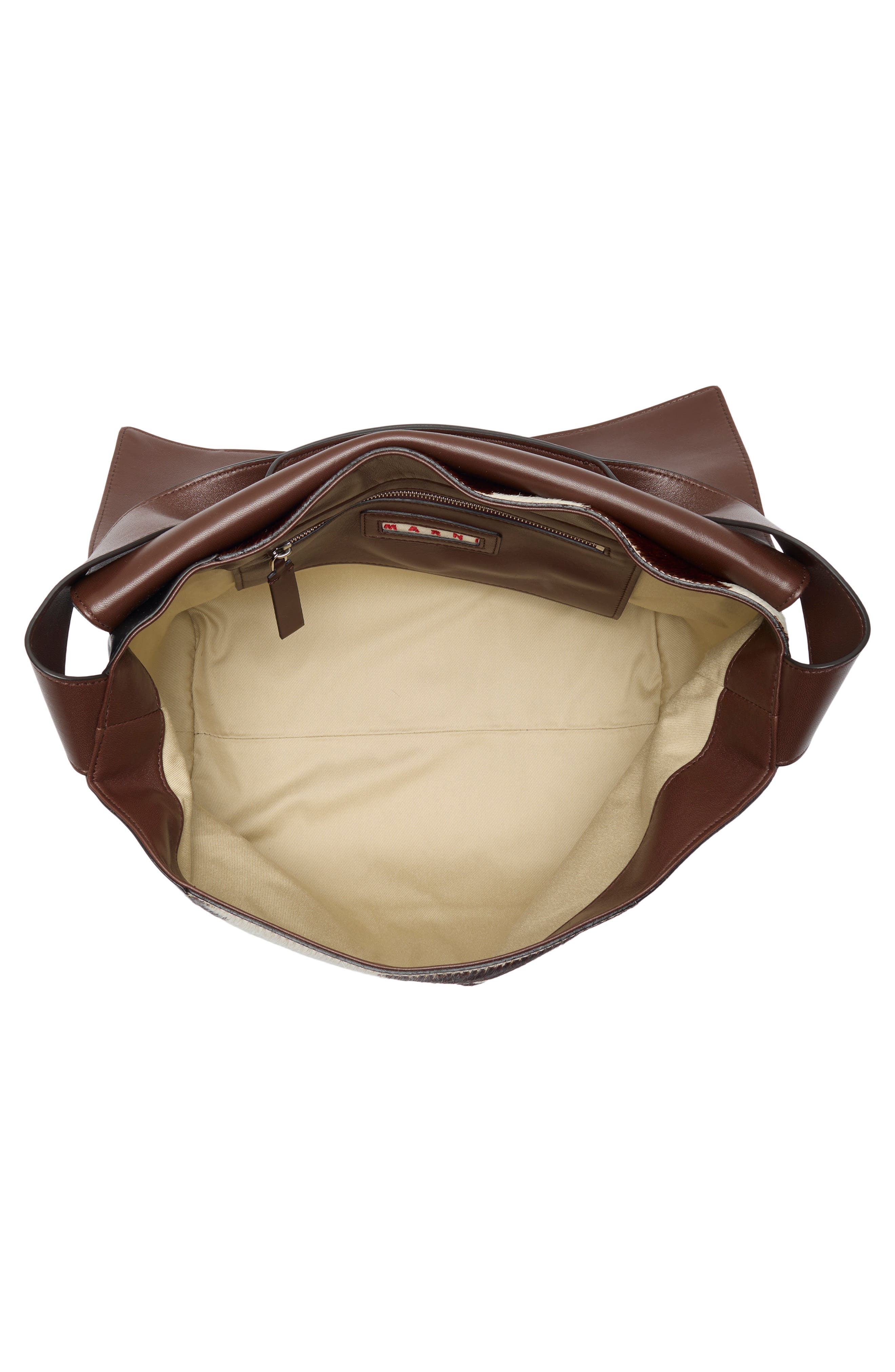 Pod Pochette Leather & Calf Hair Shoulder Bag, Alternate, color, BLACK7BROWN/ SUDAN