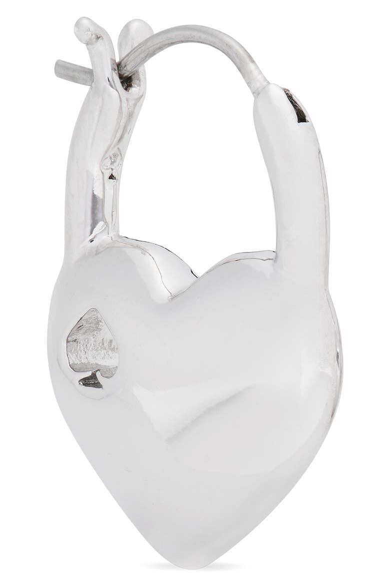 Heart Spade Huggie Hoop Earrings, Alternate, color, SILVER