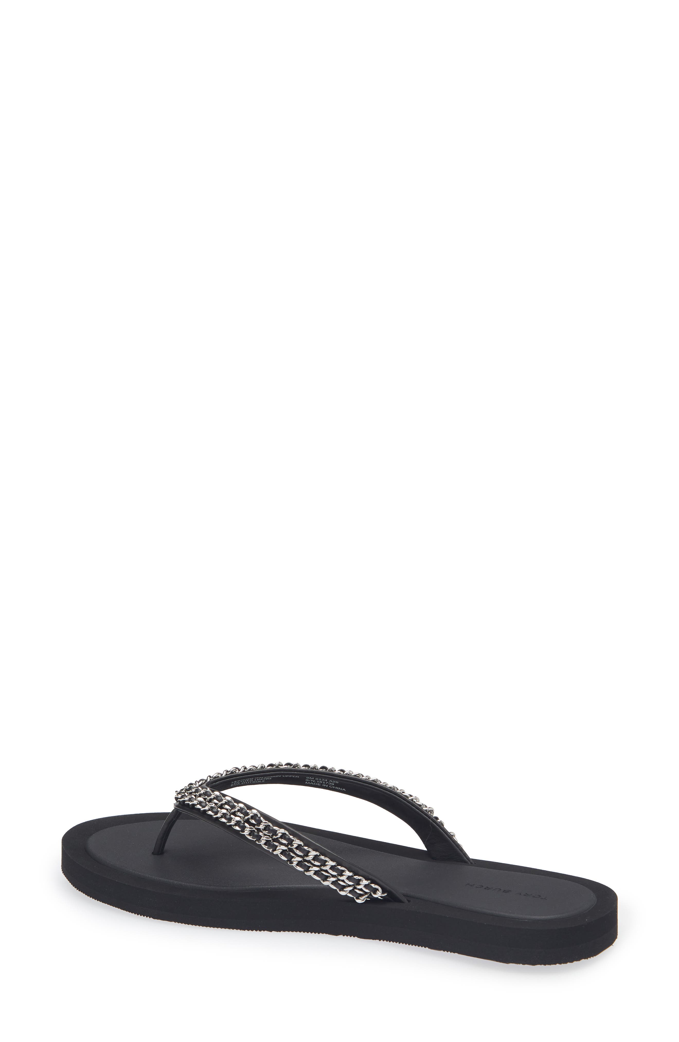 Tory Burch Kira Chain Flip Flop, Alternate, color, Perfect Black