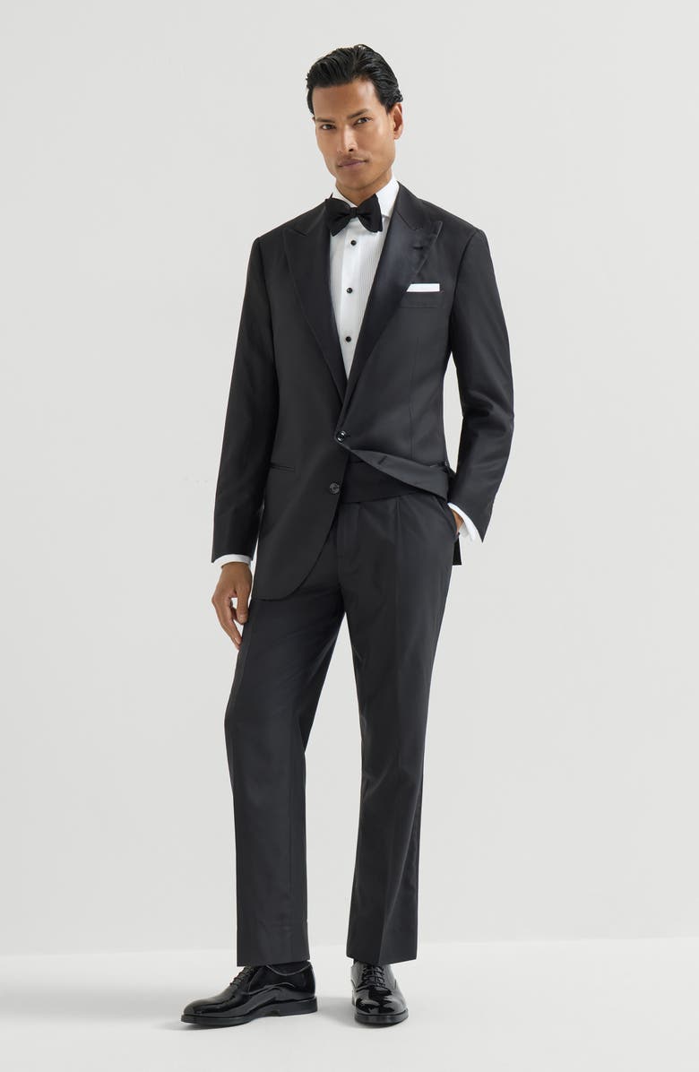 Brunello Cucinelli Tuxedo shirt with pleating, Alternate, color, White