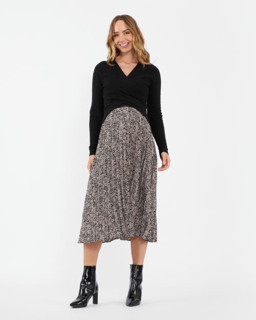 Ripe Maternity Florence Pleated Midi Maternity Skirt In Gray