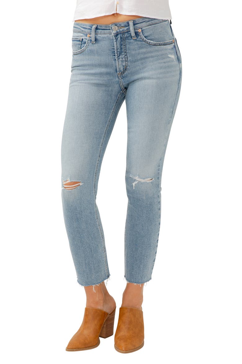 Most Wanted Ripped Mid Rise Ankle Straight Leg Jeans, Alternate, color, INDIGO