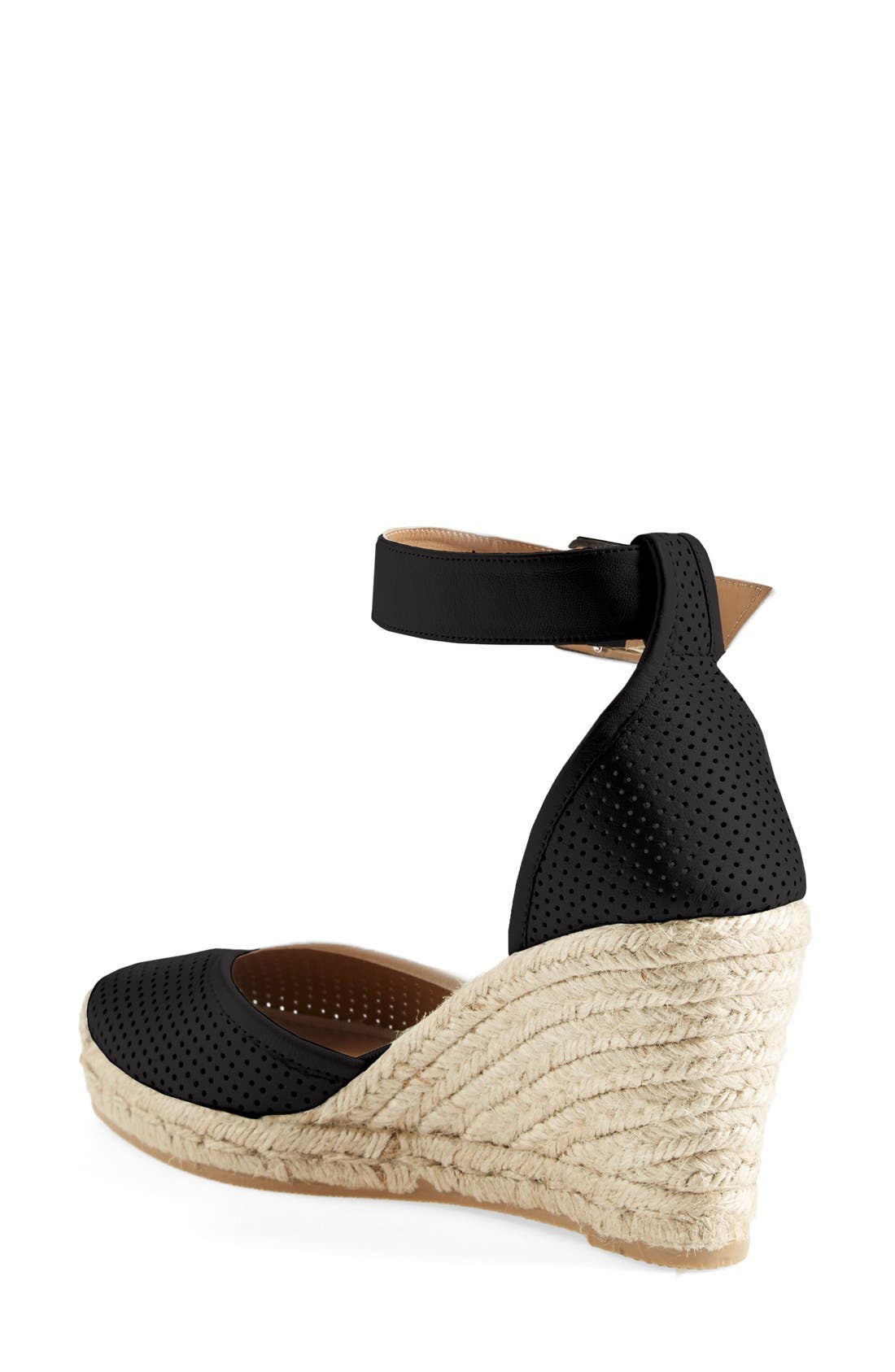 MARC BY MARC JACOBS 'Summer Breeze' Lambskin Leather Espadrille Wedge Sandal, Alternate, color, BLACK