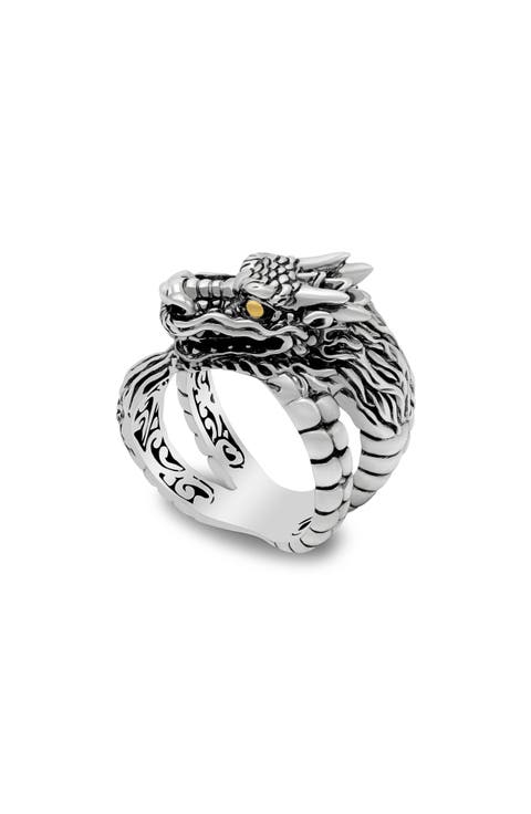Sterling Silver & 18K Yellow Gold Dragon Ring
