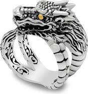 SAMUEL B. Sterling Silver & 18K Yellow Gold Dragon Ring