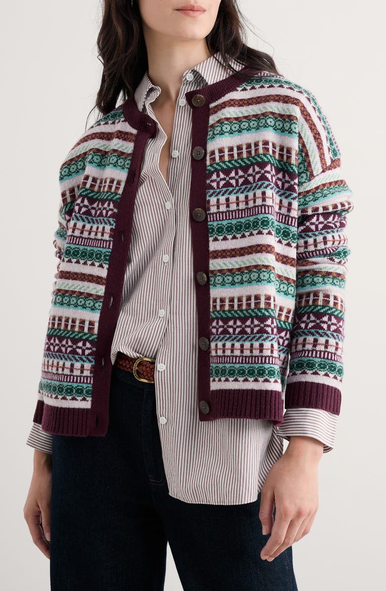 Seasalt Cornwall Copperhouse Fair Isle Lambswool Blend Cardigan, Main, color, Knit Float Sardine Multi