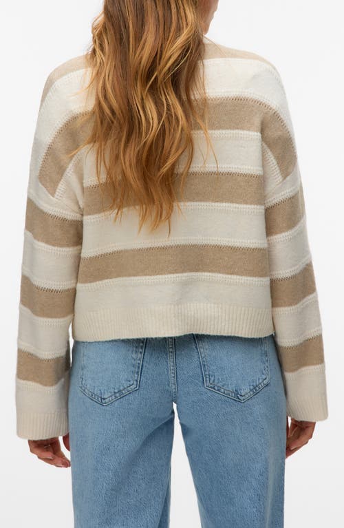 Vero Moda Inez Stripe Mock Neck Sweater In Brown