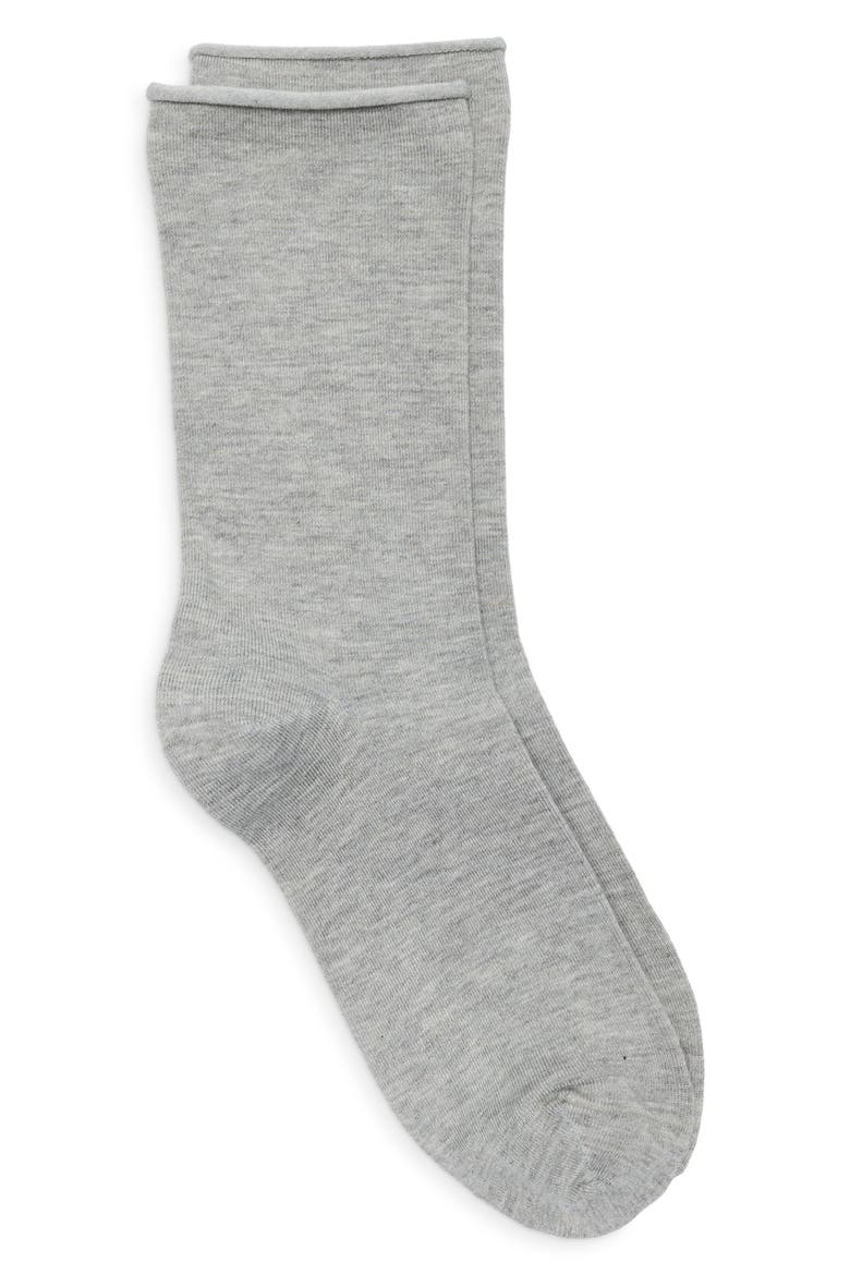 Everyday Rolltop Crew Socks, Alternate, color, GREY HEATHER