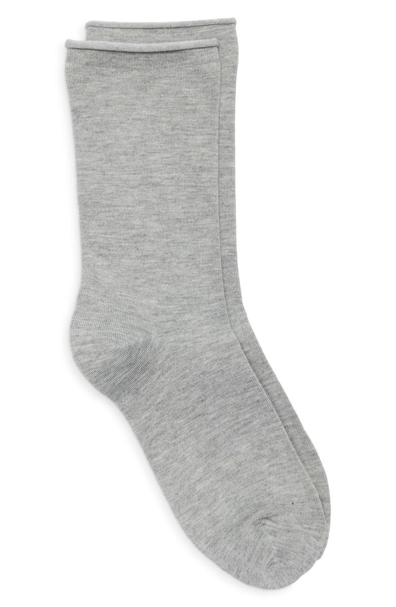 Nordstrom Everyday Rolltop Crew Socks, Alternate, color, Grey Heather