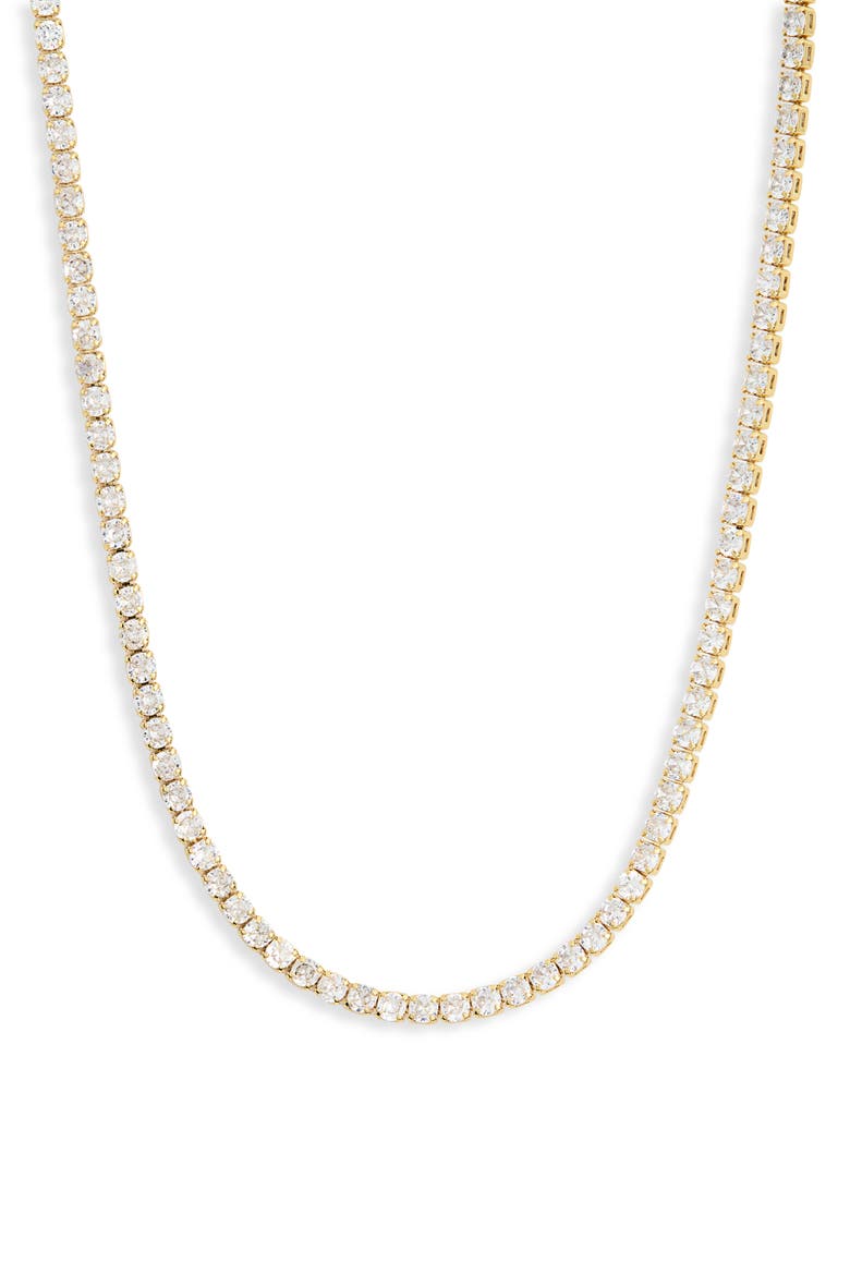 Anna 14K Gold Plated Cubic Zirconia Tennis Necklace, Main, color, GOLD