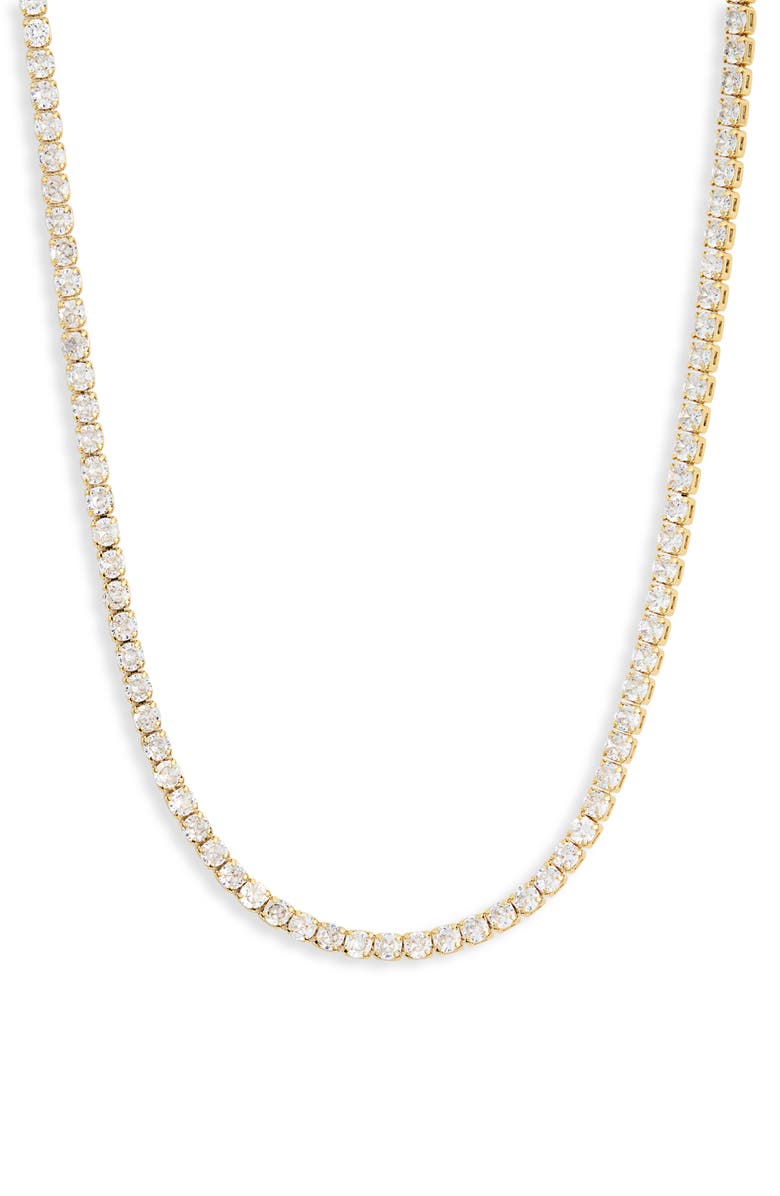 Electric Picks Anna 14K Gold Plated Cubic Zirconia Tennis Necklace, Main, color, Gold