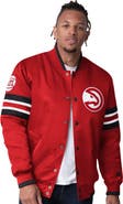 STARTER Men's Starter Red Atlanta Hawks Scout Varsity Satin Full-Snap Jacket
