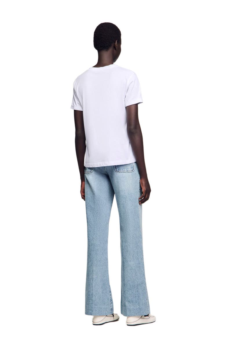 SANDRO Cotton T-shirt with embroidery, Alternate, color, White