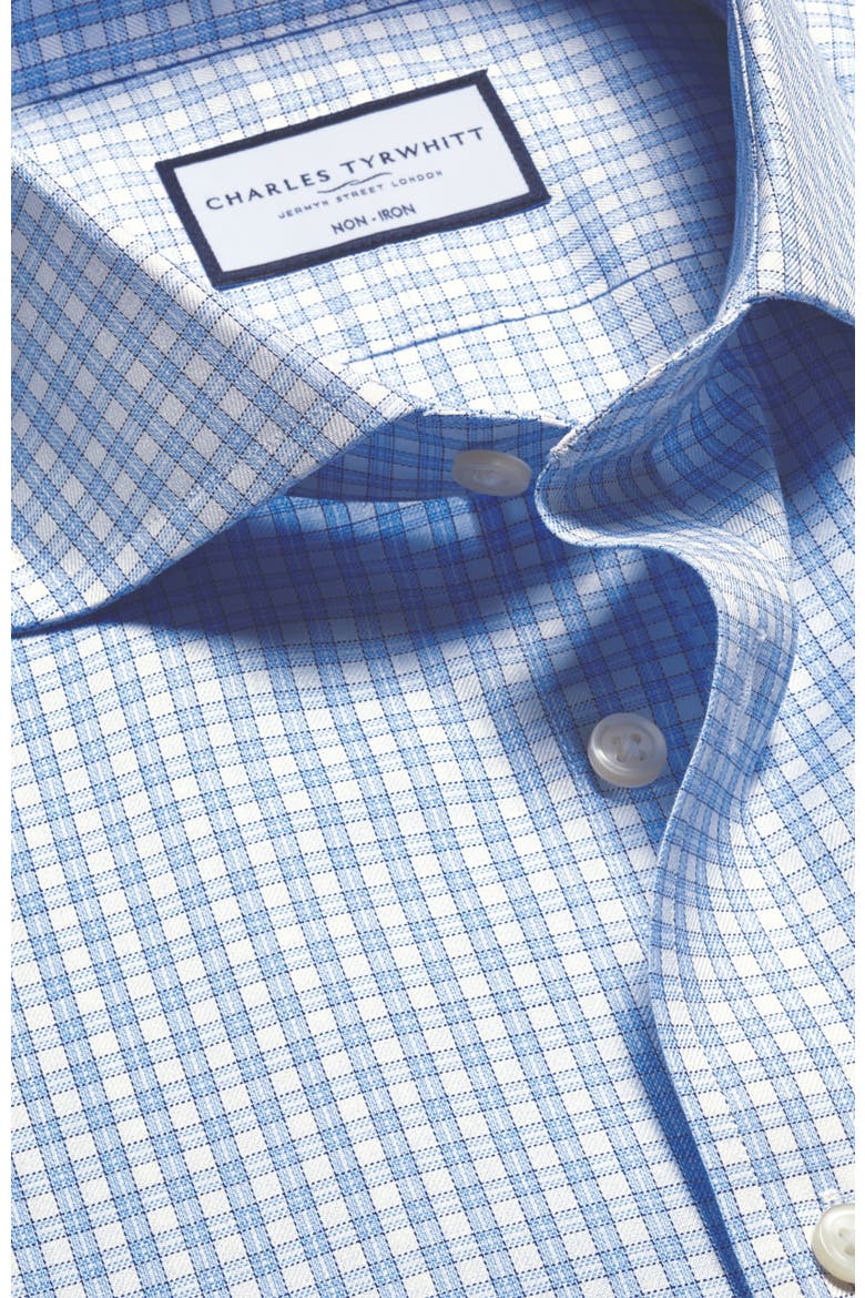 Non-Iron Twill Check Shirt, Alternate, color, Cornflower Blue