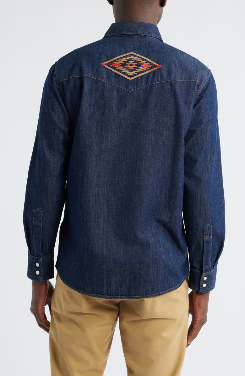 Pendleton Gambler Embroidered Snap-Up Denim Shirt, Alternate, color, Dark Denim/ Tumalo