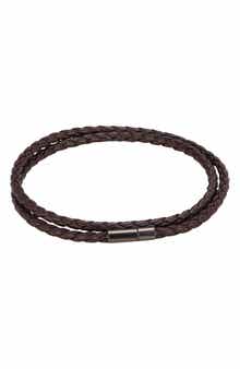 Men's Braided Leather Double Wrap Bracelet