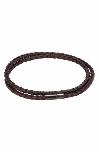Men's Braided Leather Double Wrap Bracelet