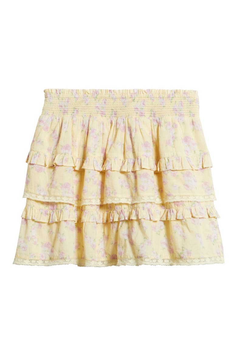 Billie Floral Print Ruffle Miniskirt, Alternate, color, LEMON SPRITZ