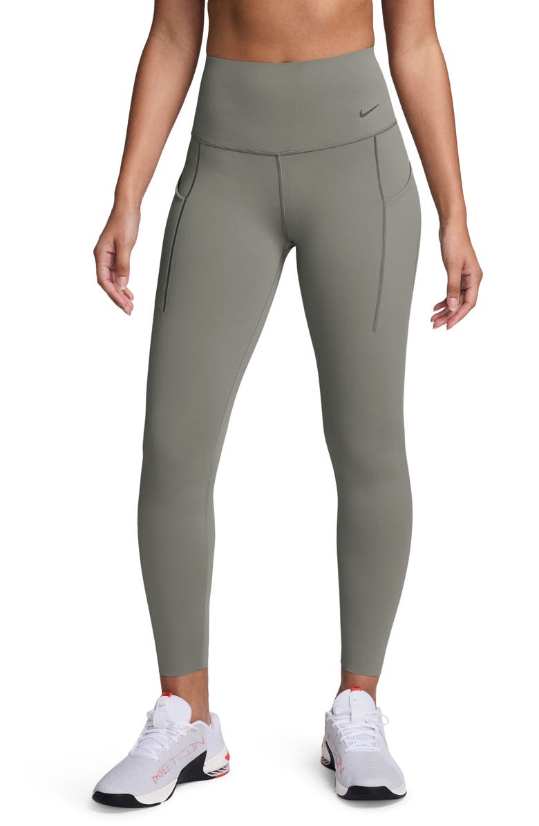 Nike Universa Medium Support High Waist 7/8 Leggings, Main, color, Light Army/ Black