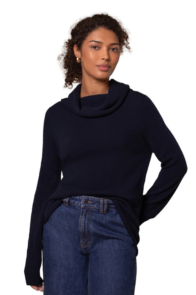 British Supersoft Slouchy Cowl Neck, Main, color, Dark Navy