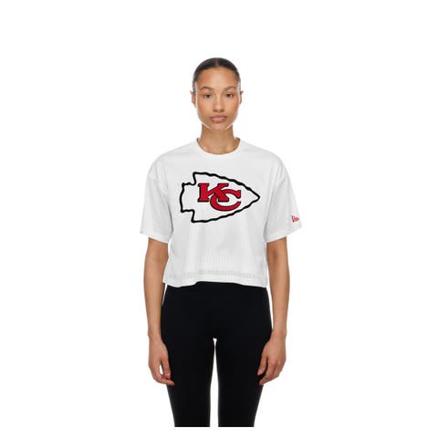 Women's New Era White Kansas City Chiefs Summer Mesh Cropped Boxy T-Shirt