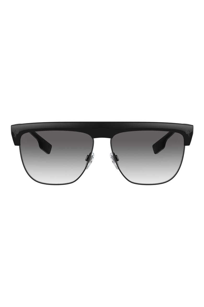 59mm Gradient Rectangular Sunglasses, Main, color, BLACK